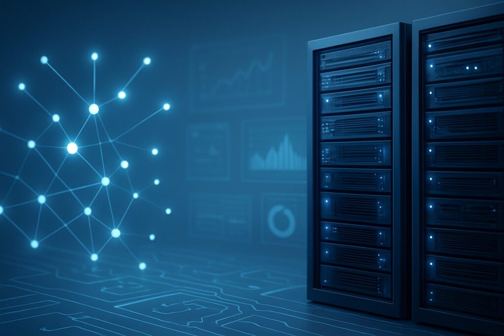 Data servers with abstract network visualization in a modern tech environment