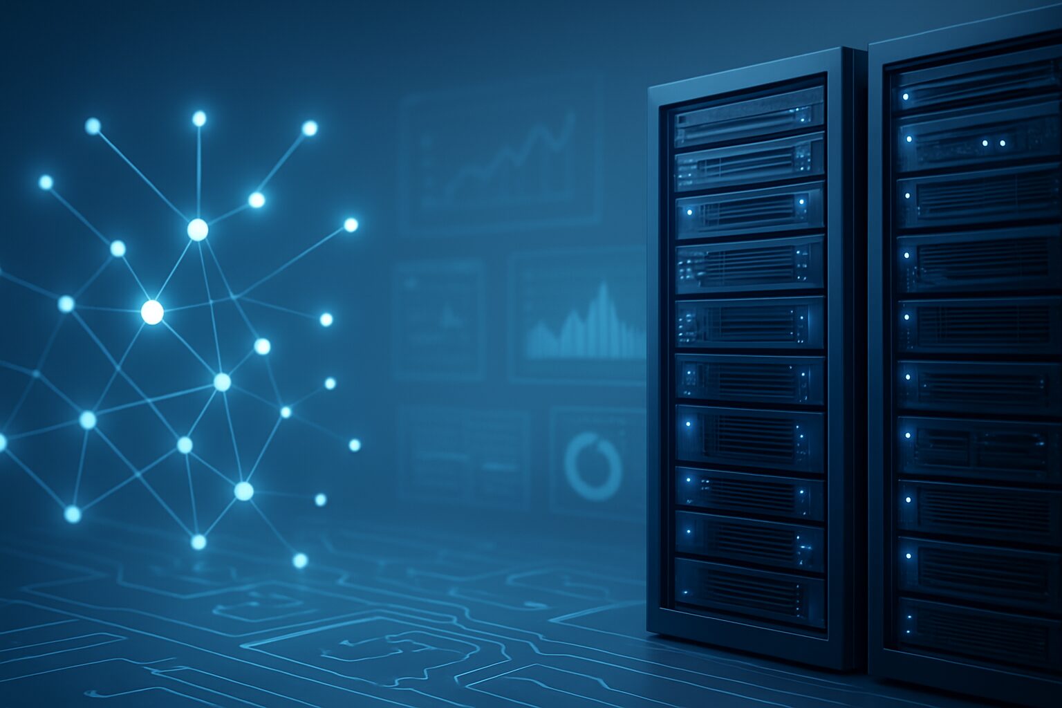 Data servers with abstract network visualization in a modern tech environment